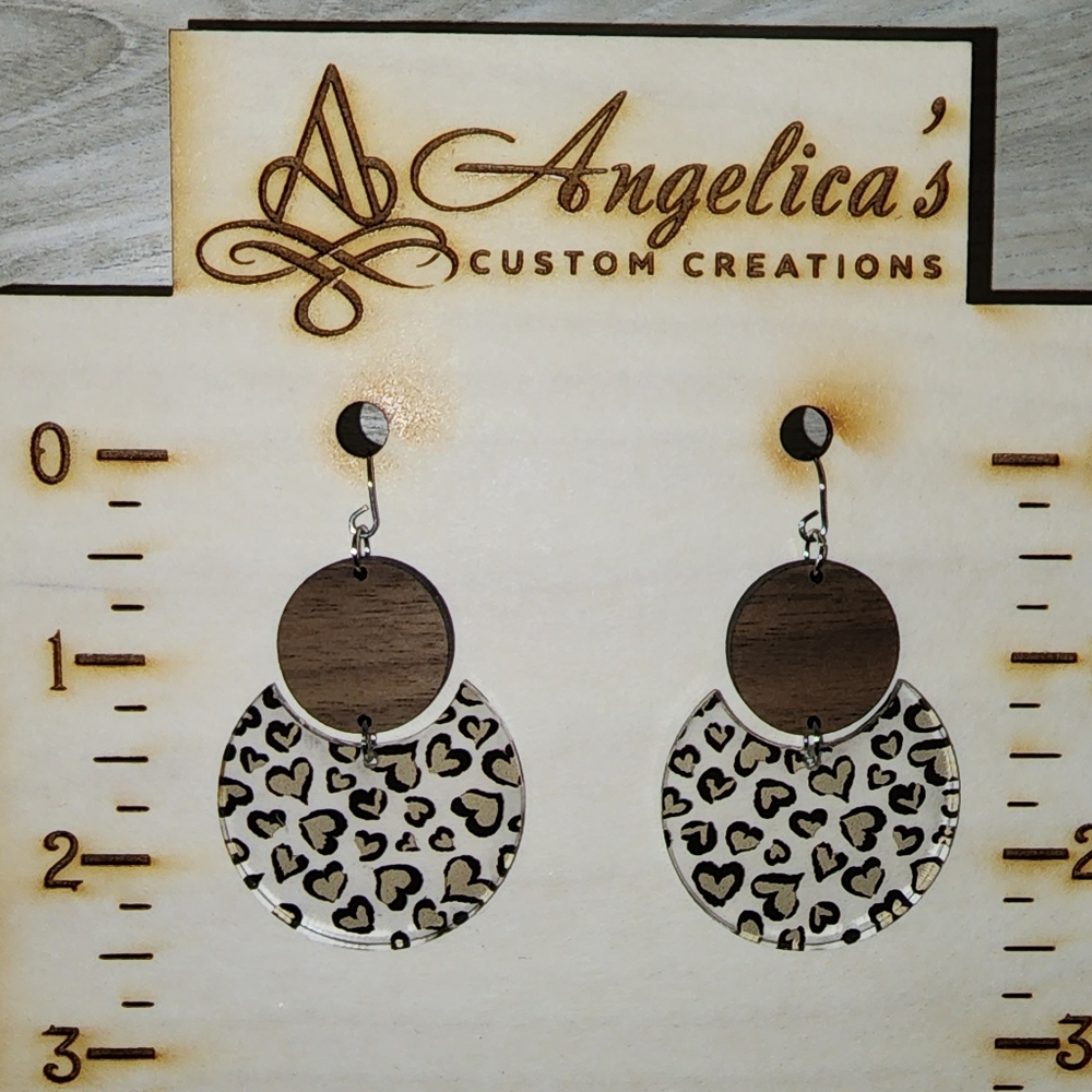 Heart Wood/Acrylic Drop Earrings
